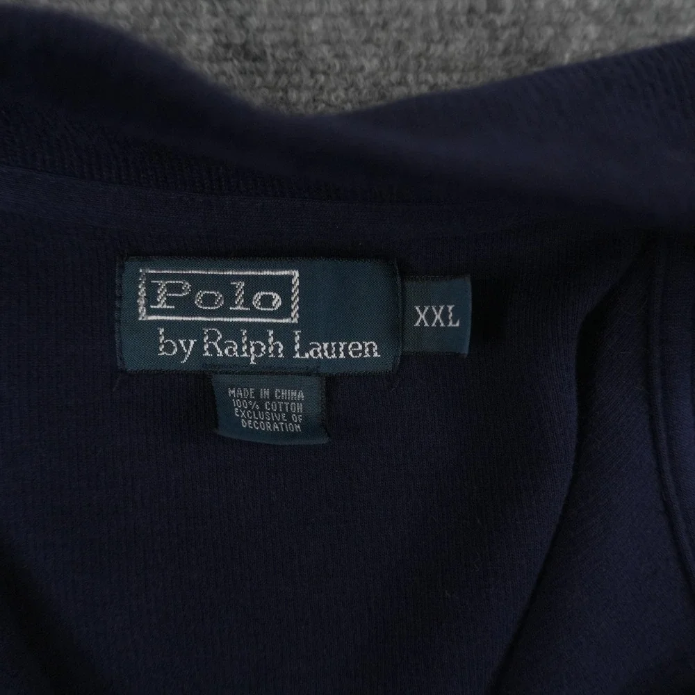 Polo Ralph Lauren Quarter Zip Pullover Mens‎ XXL Navy Blue Cotton Red Pony Logo